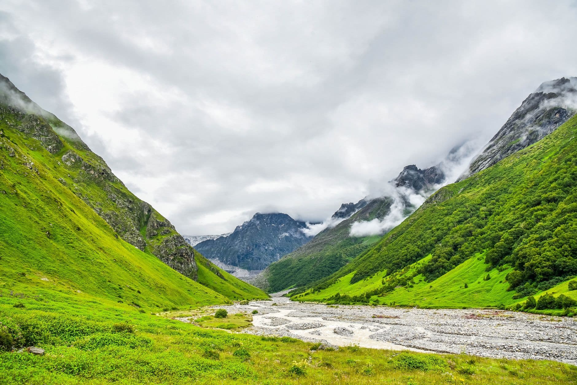 A green river valley among eastern Indian hills